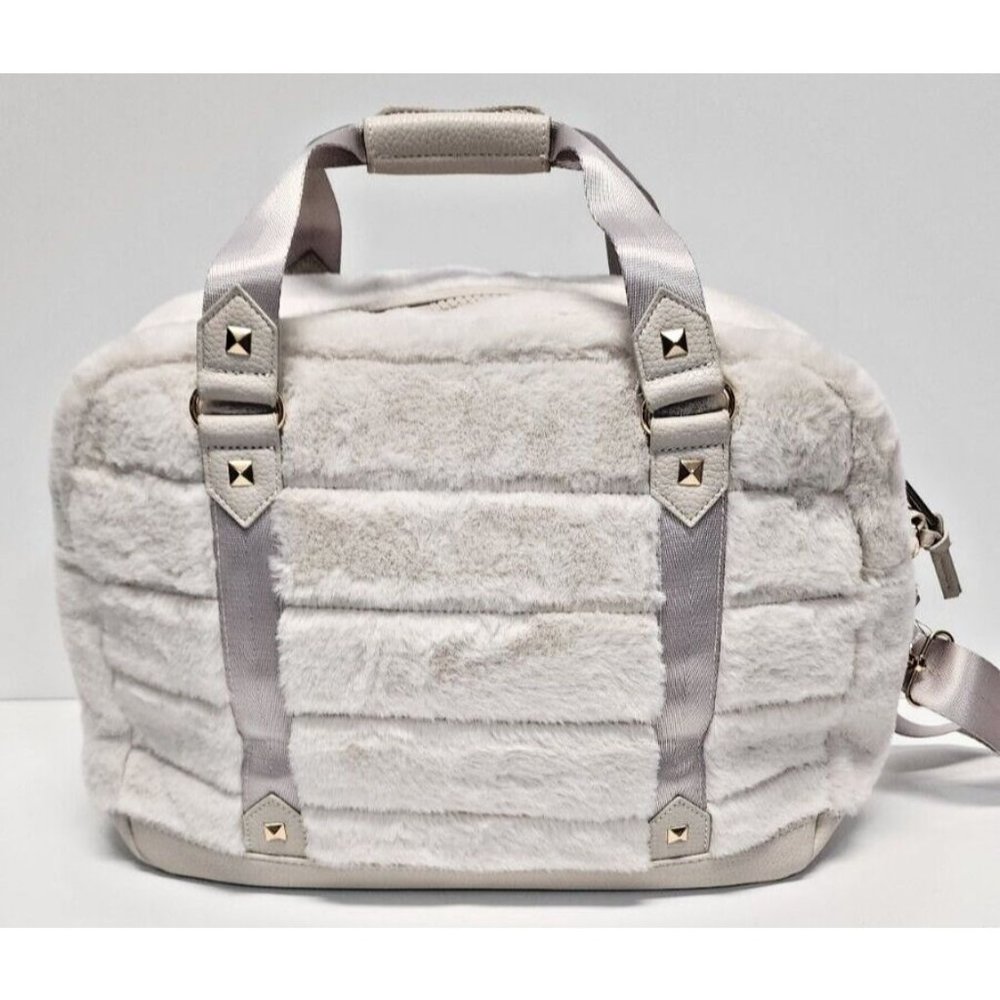 Cynthia Rowley Duffle Ivory Cream Fur Adjustable Removable Crossbody Strap